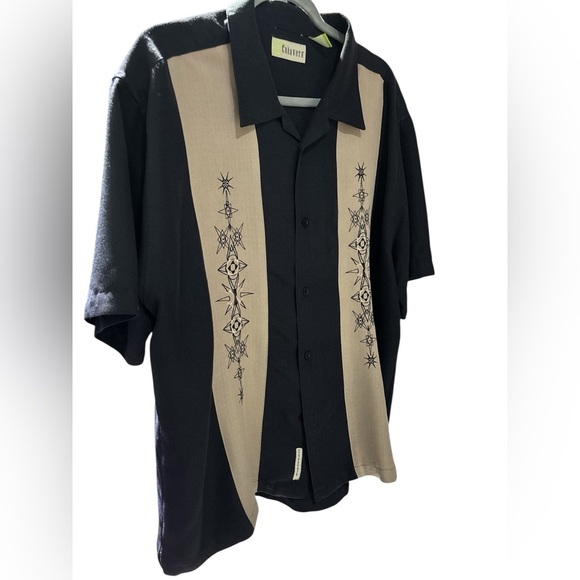 Cubavera Black and Tan Casual Button Down Shirt - Picture 2 of 3